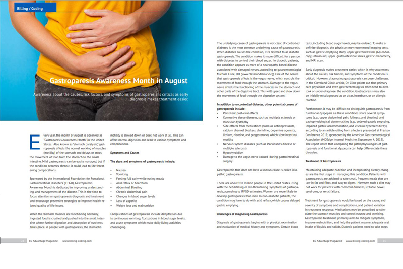 OSI’s Article on Gastroparesis Awareness Month published by BC Advantage Magazine