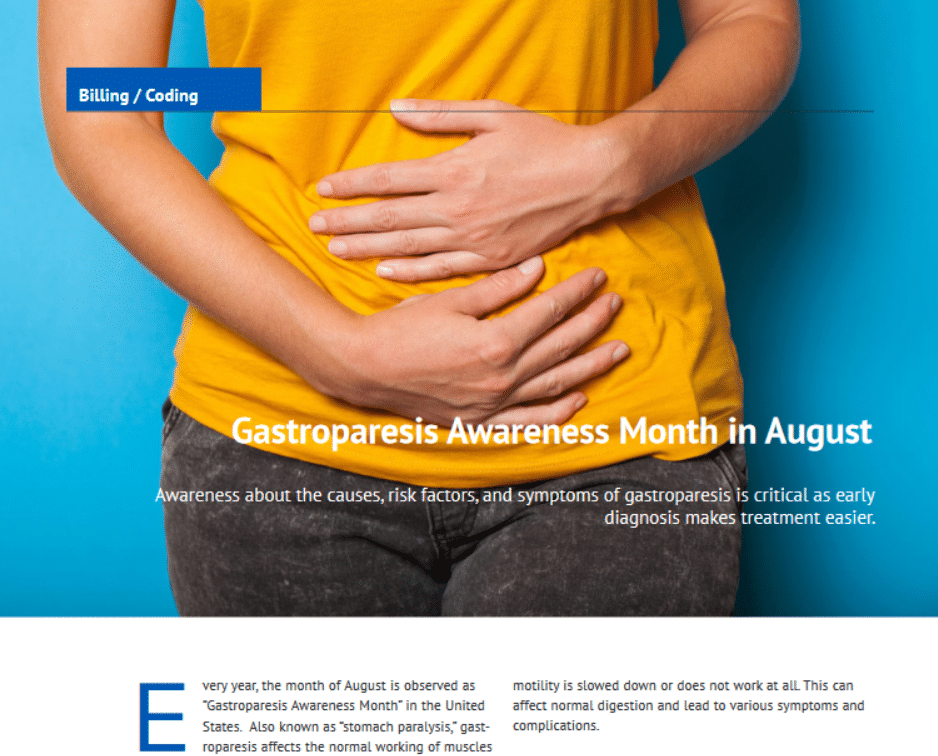 Article on Gastroparesis Awareness Month published by BC Advantage Magazine